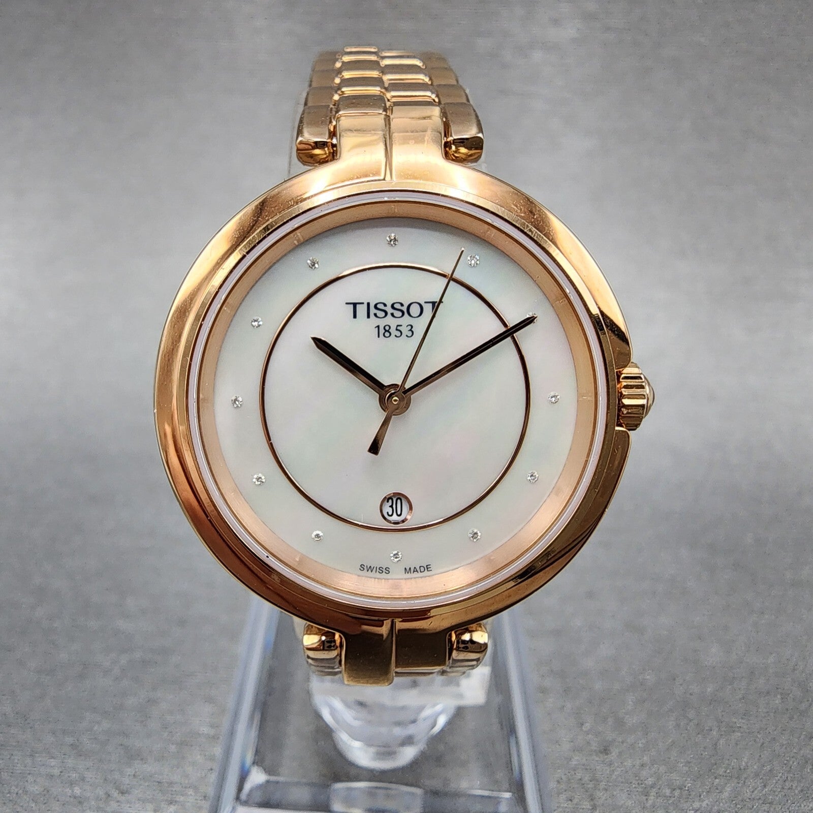 Tissot Flamingo Watch Women 30mm MOP Dial Rose Gold Tone Date T094.210.33.116.020