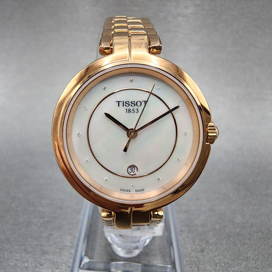 Tissot Flamingo Watch Women 30mm MOP Dial Rose Gold Tone Date T094.210.33.116.020