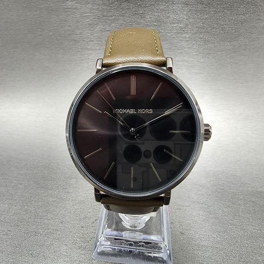 Michael Kors Auden Watch Men 41mm Black Dial Gray Tone MK7147 Round New Battery