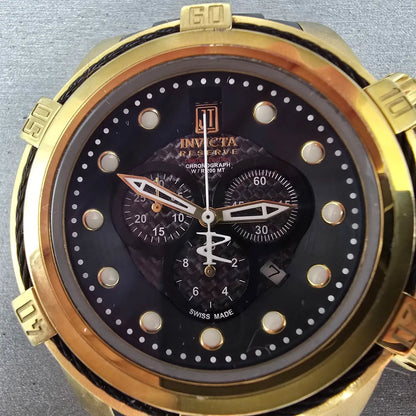Invicta Jason Taylor Chronograph Watch Men 53mm Black Dial Gold Date 12955 READ1