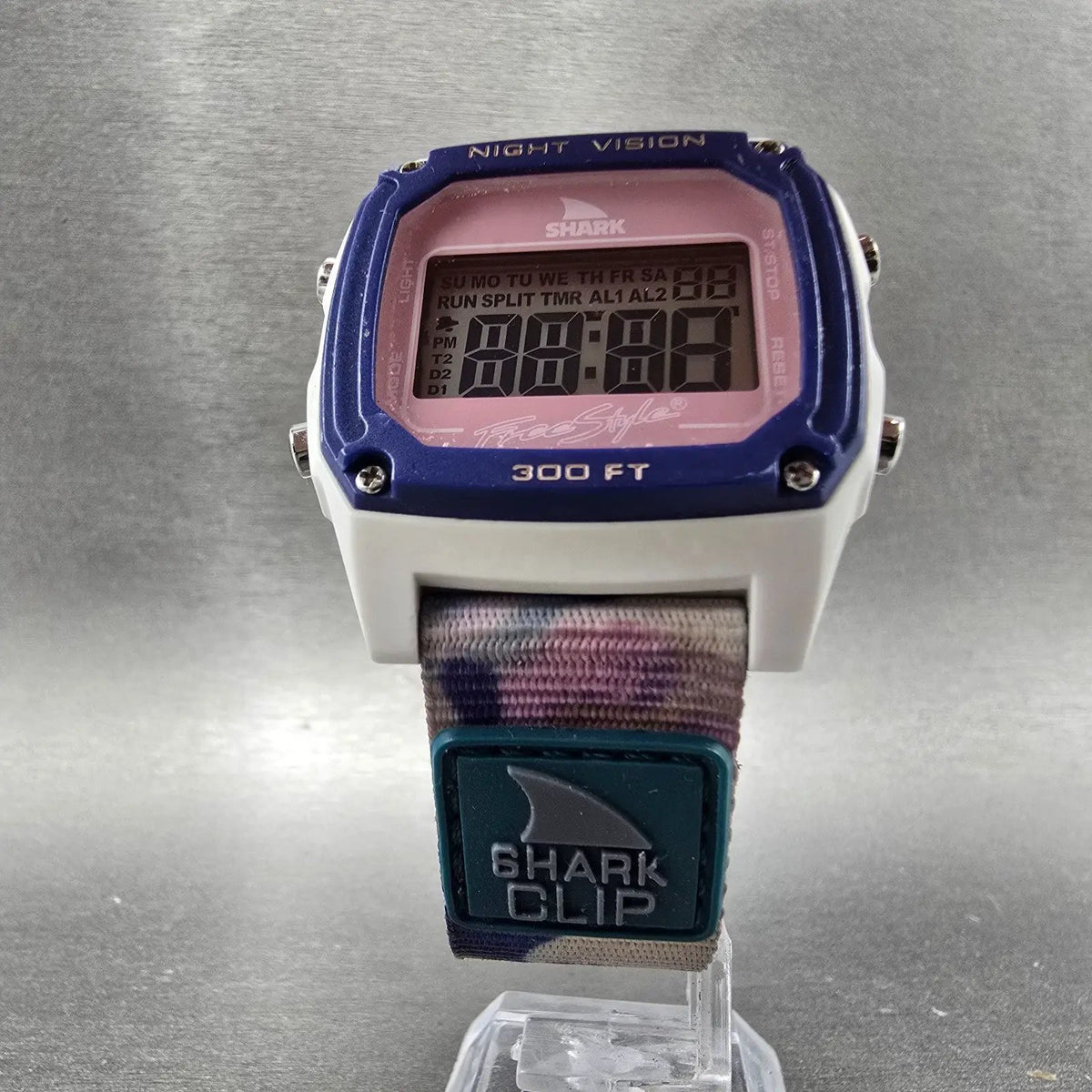 Freestyle Shark Watch Men 38mm Pink White Purple Alarm Chrono Daydate Works5