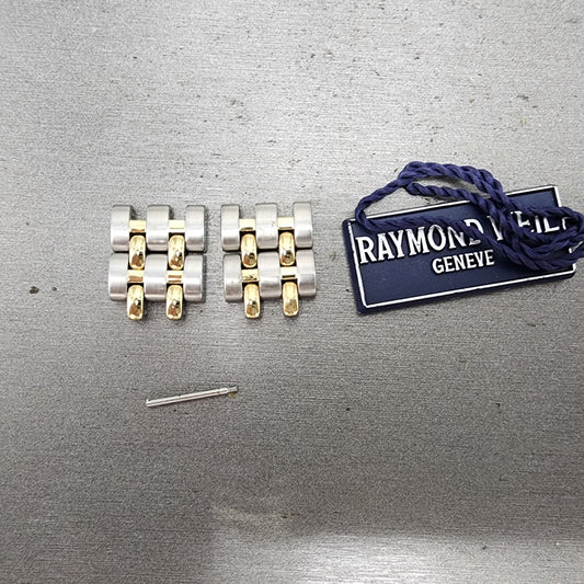 Raymond Weil Two Tone Watch band Links Lot of 4 14mm Steel W/Hang Tag0