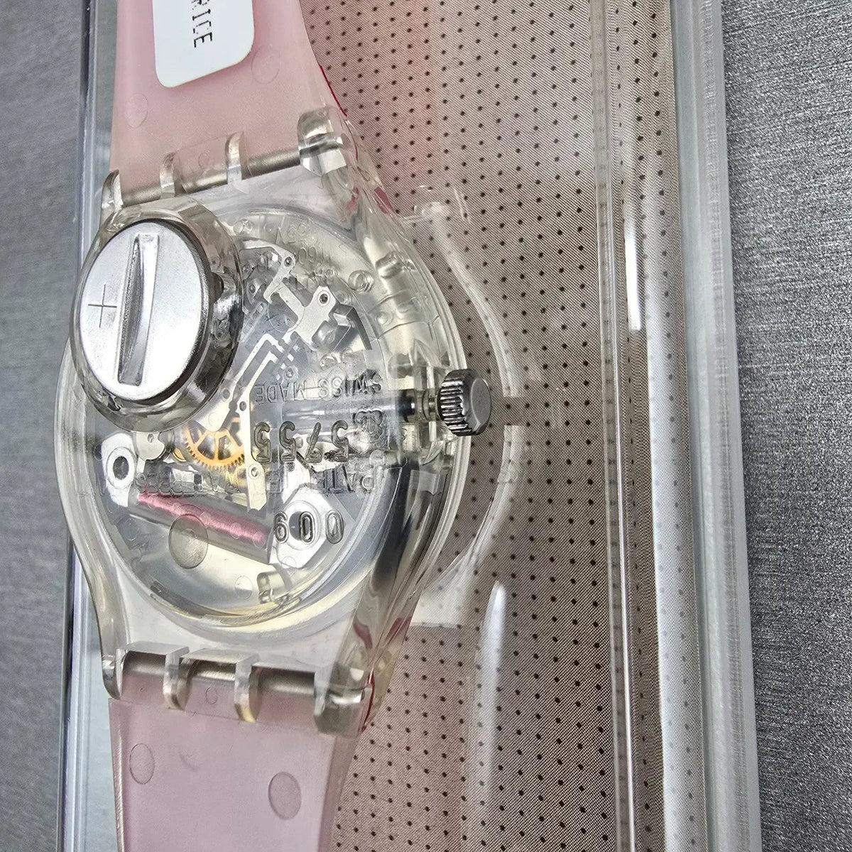 Swatch MoMA Red Watch Men 34mm Silver Dial Clear Case GZ406D New Battery NOS9