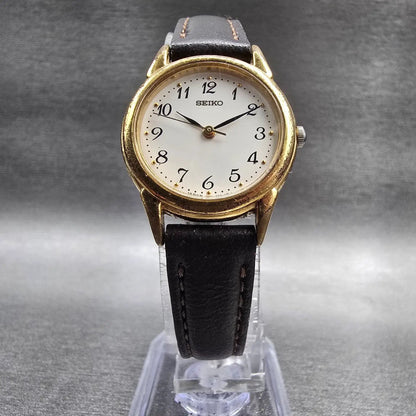 Seiko Watch Women 24mm White Dial Gold Tone Round 7N01-6880 New Battery Vintage5