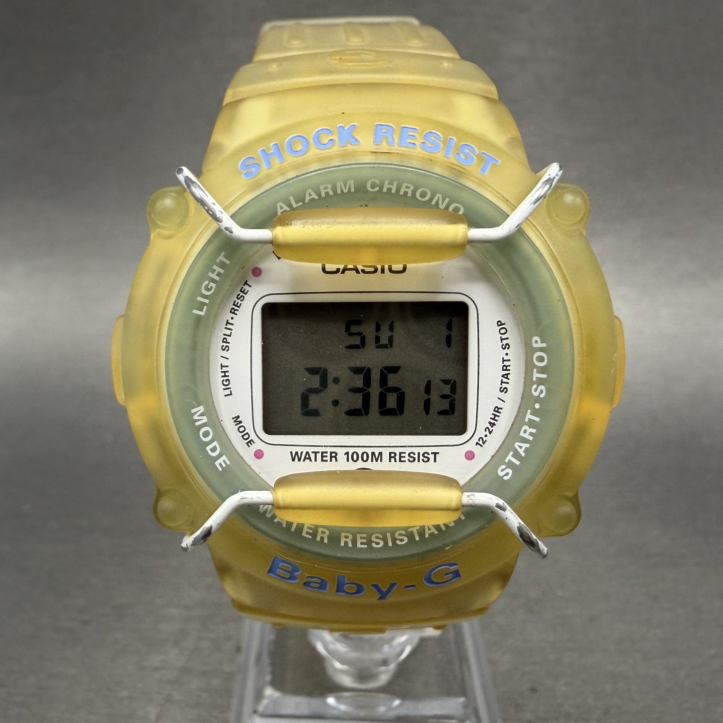 Casio baby G Watch Women 41mm Digital White Dial Clear Case Round BG301 New Batt0