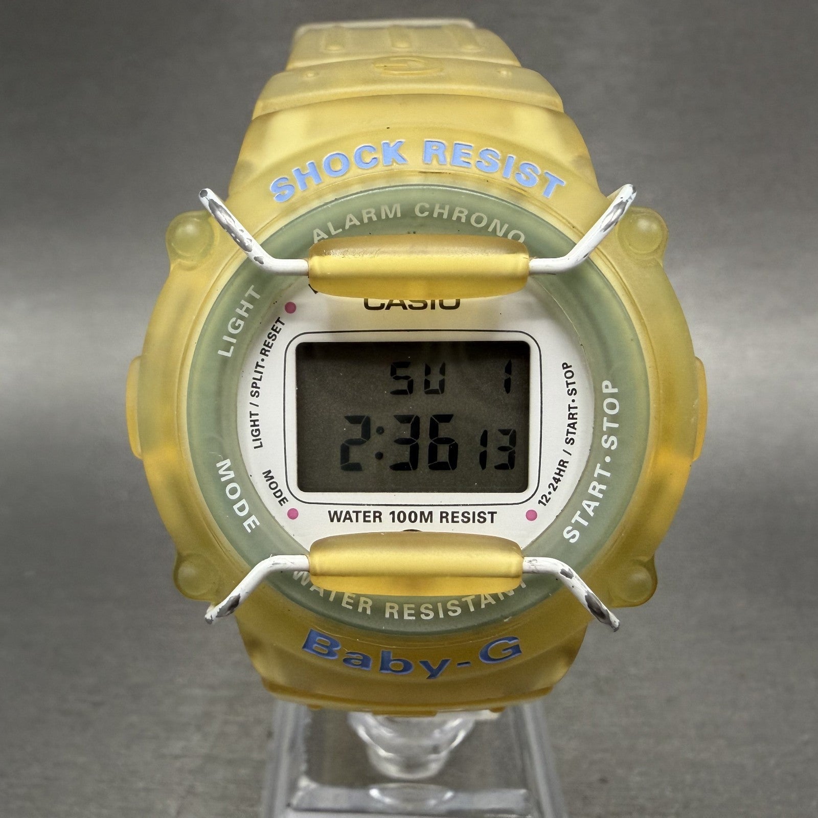 Casio baby G Watch Women 41mm Digital White Dial Clear Case Round BG301 New Batt0