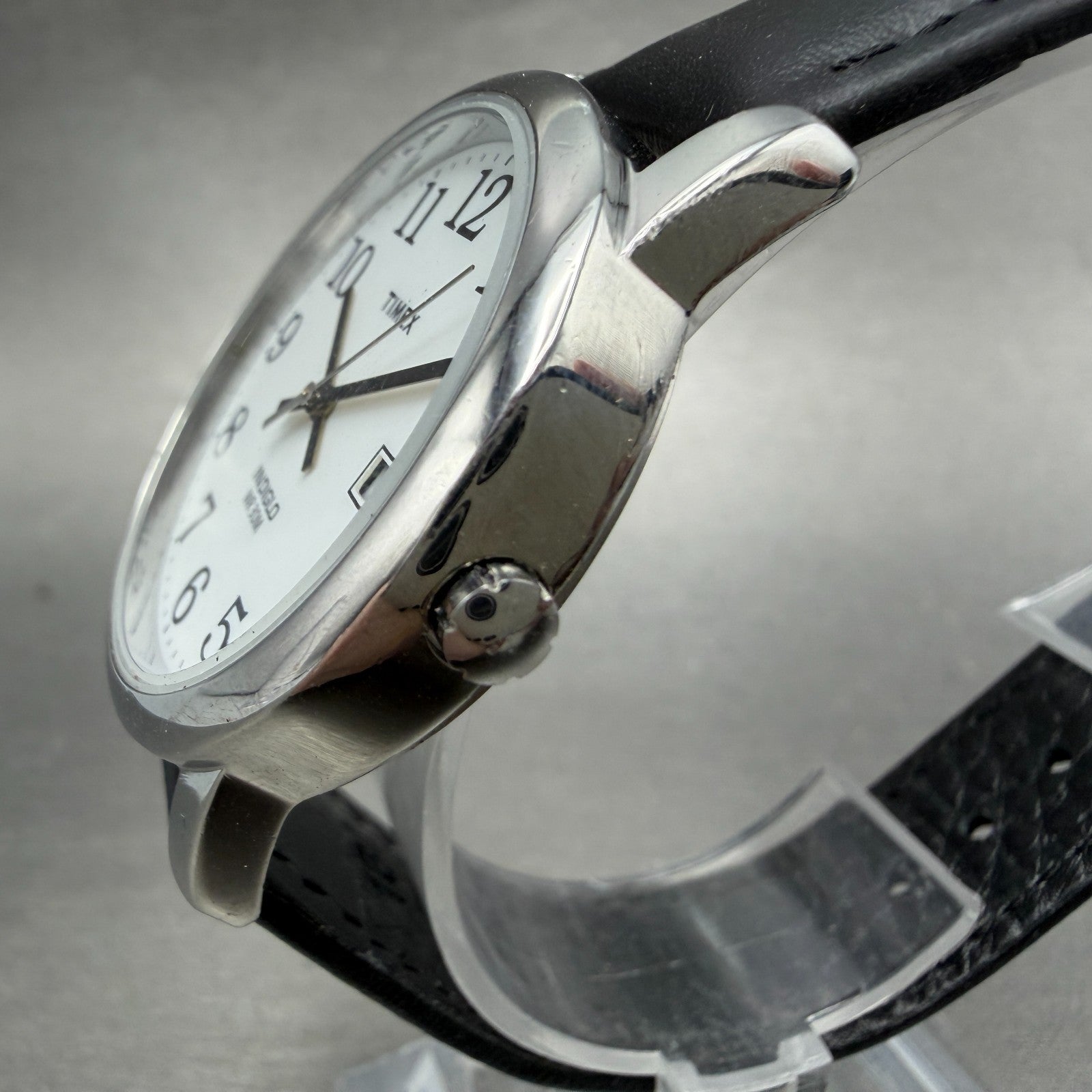 Timex Easy Reader Watch Men 35mm White Dial Silver Tone Round New Battery ABC2