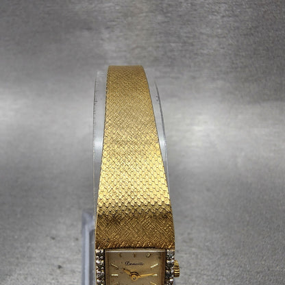 Armitron Deauville Tank Watch Women 15mm Gold Tone Diamond Bezel New Battery4