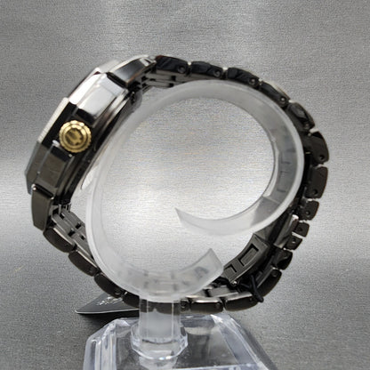 Bulova Octava Watch Men 42mm Gold Skeleton Dial Gunmetal Crystal Bezel 98A2936