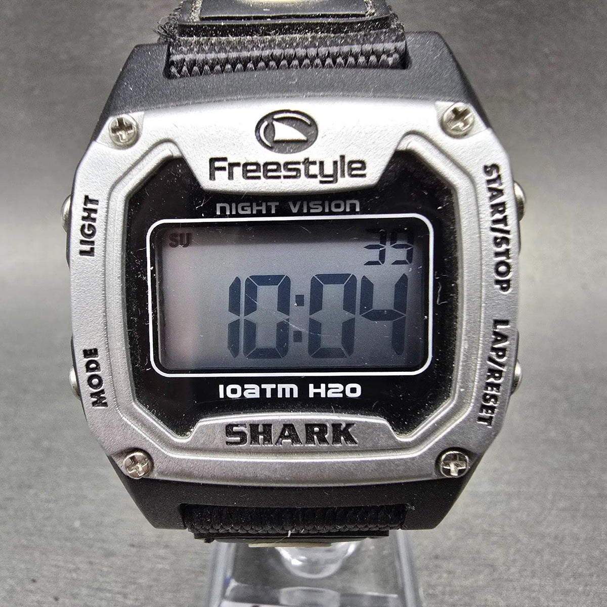 Freestyle Shark Watch Men 37mm Black Silver Alarm Chrono Daydate Digital NewBatt0