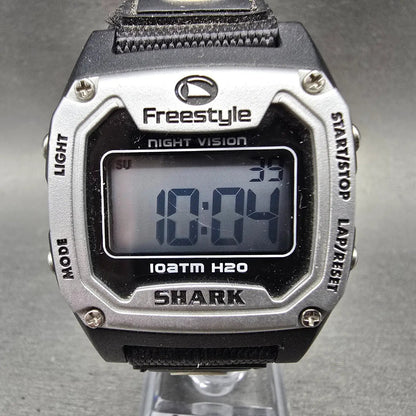 Freestyle Shark Watch Men 37mm Black Silver Alarm Chrono Daydate Digital NewBatt0