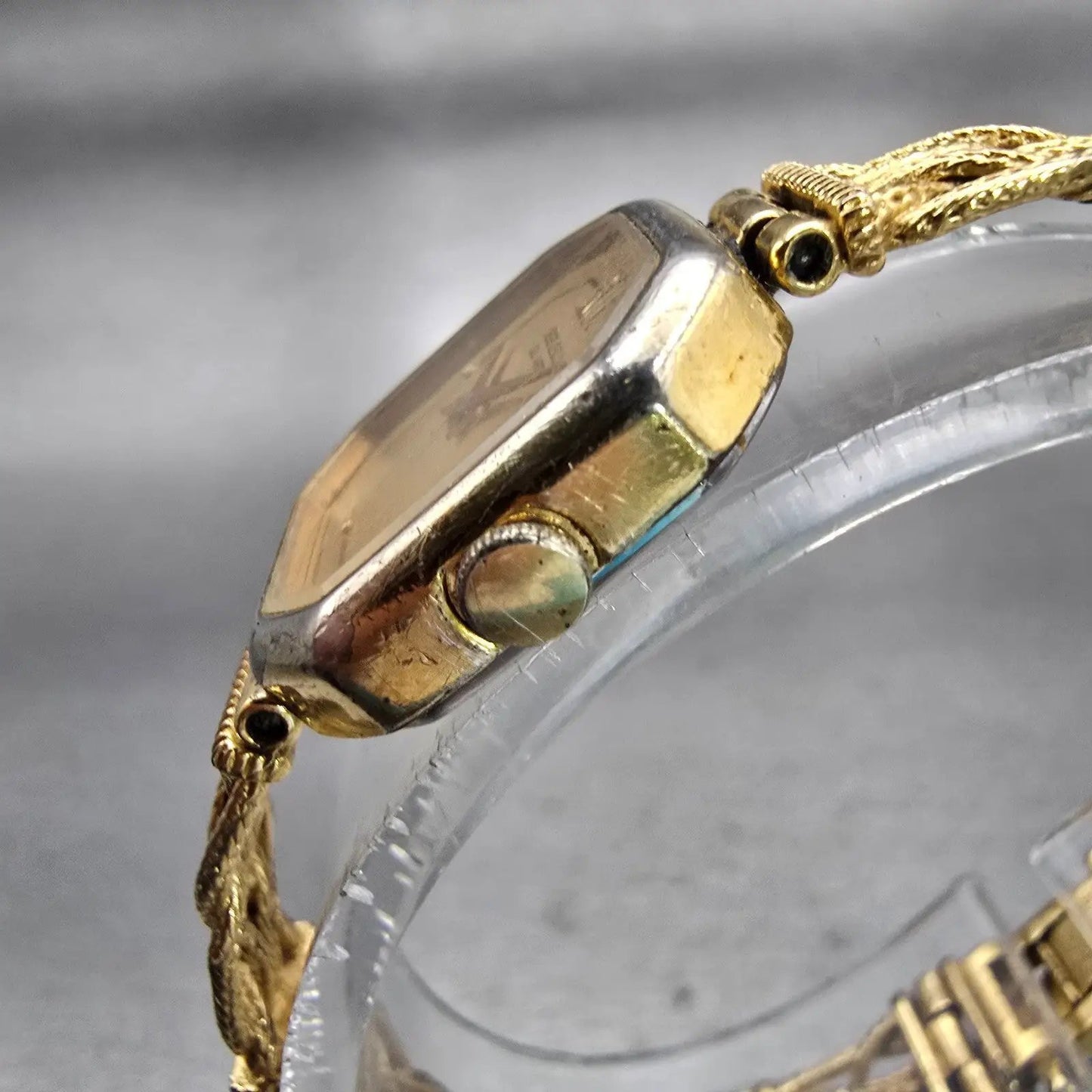 Seiko Watch Women 17mm Gold Dial Gold Tone Octagon 1400-8289 New Battery Vintage2