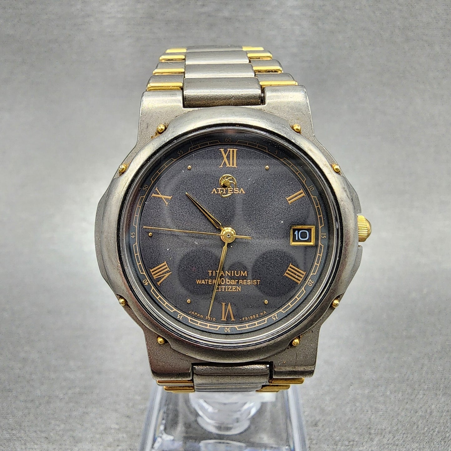 Citizen Attesa Titanium Watch Men 32mm Black Dial Gray Tone 5510F51332 PARTS0