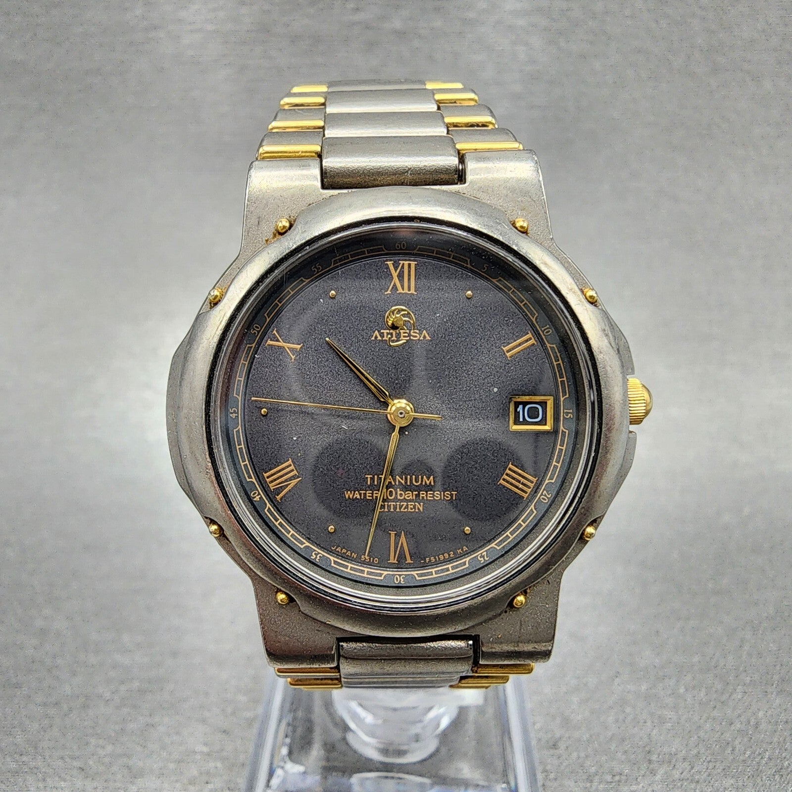 Citizen Attesa Titanium Watch Men 32mm Black Dial Gray Tone 5510F51332 PARTS0