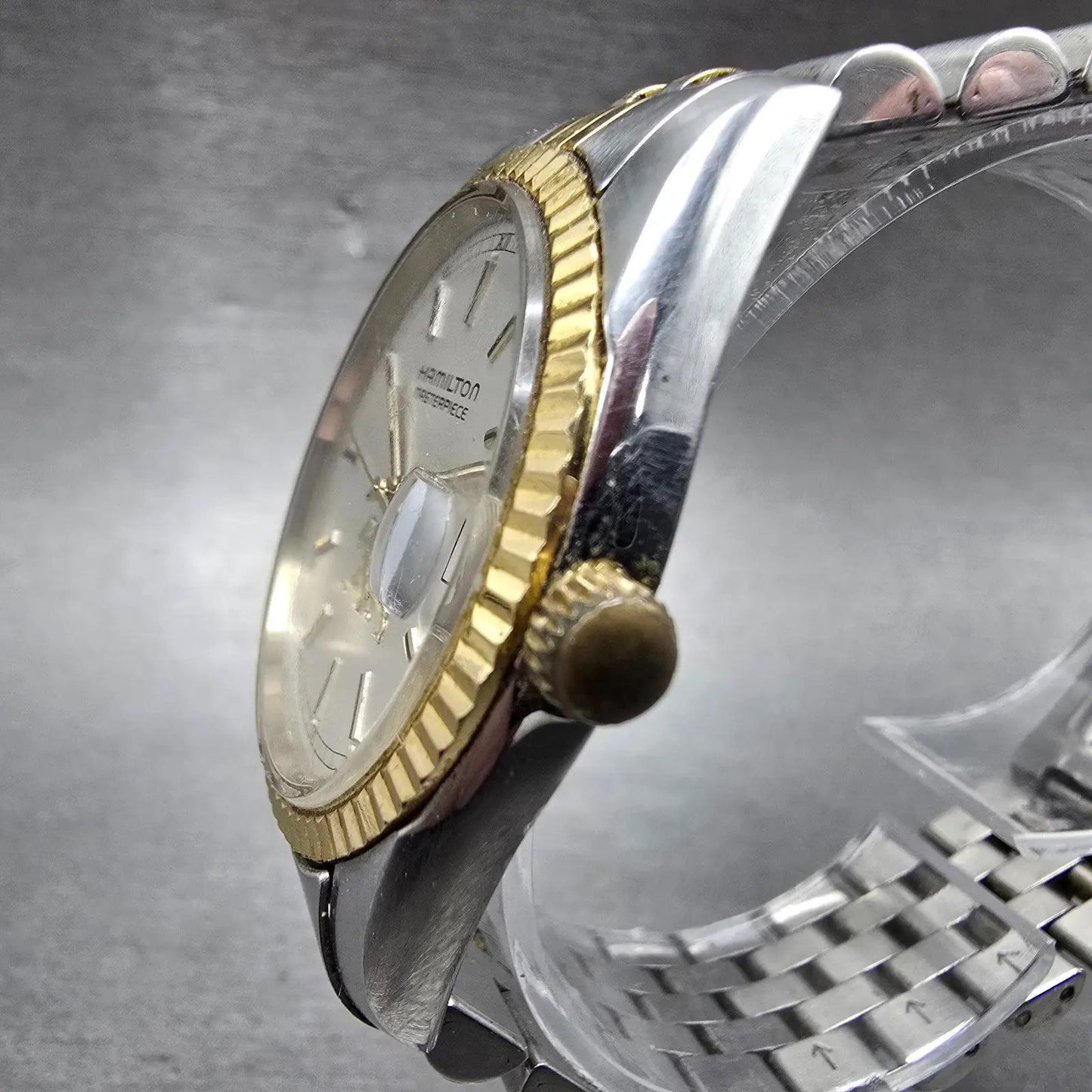 Hamilton Masterpiece President Watch Men 36mm Silver Dial Two Tone Date Round2