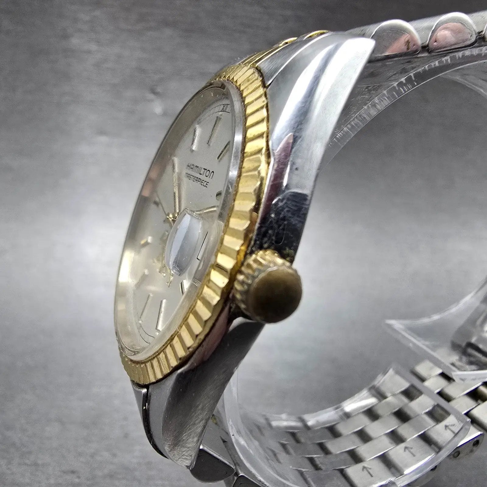 Hamilton Masterpiece President Watch Men 36mm Silver Dial Two Tone Date Round2