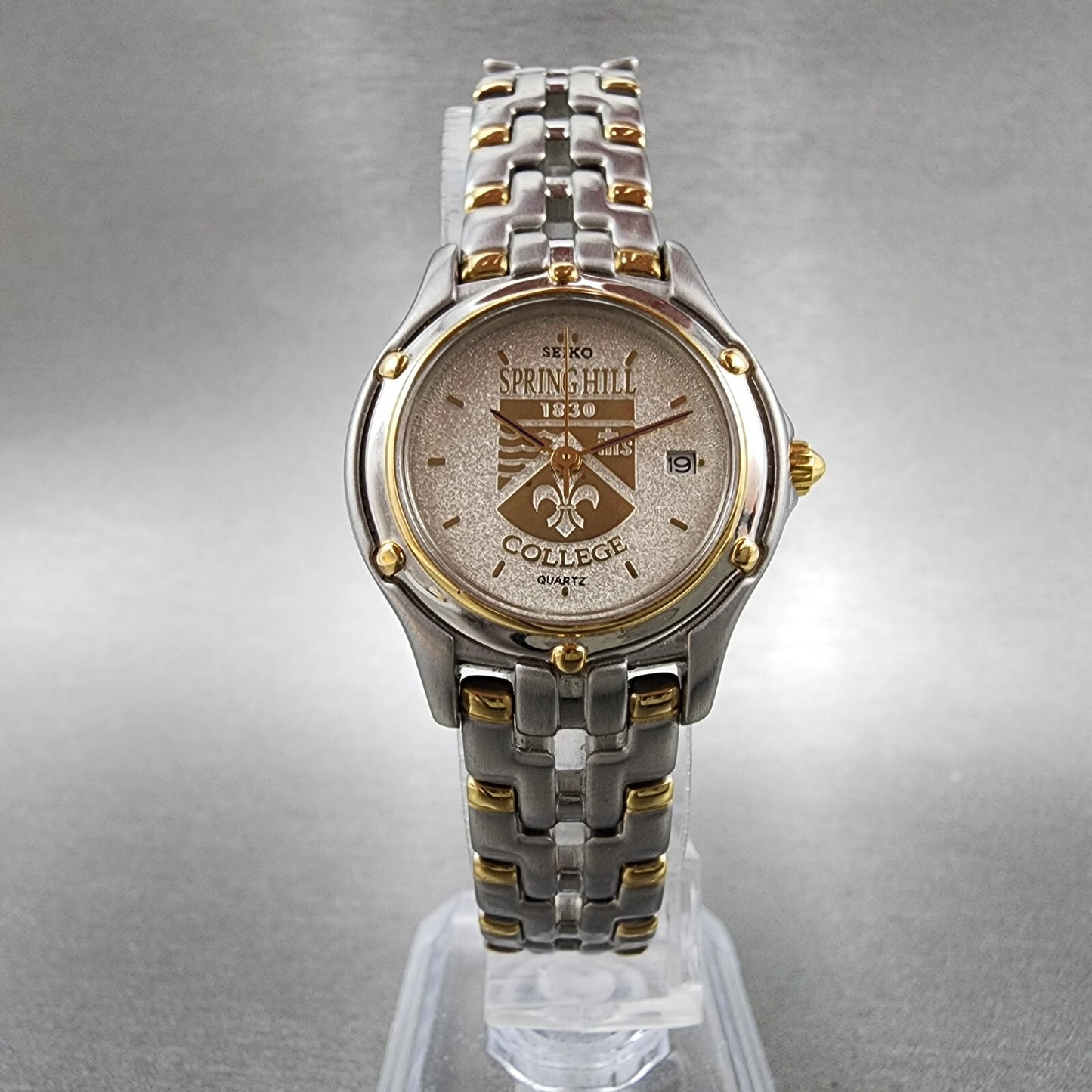 Seiko Watch Women 26mm Silver Dial Two Tone Date 7n820599 New Battery5