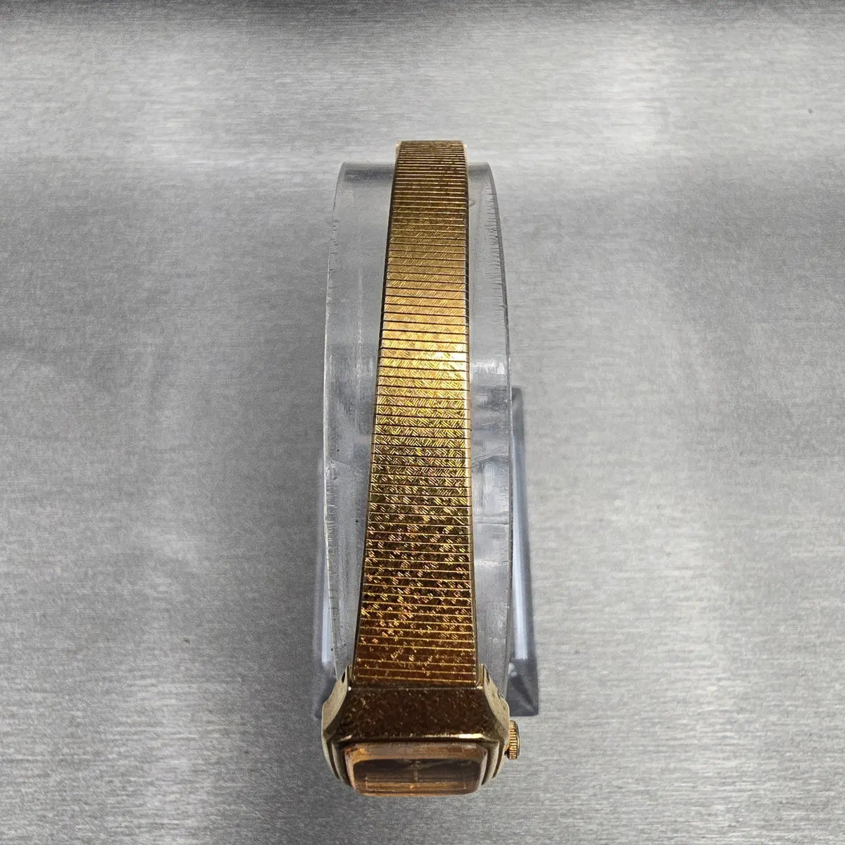 Seiko Watch Women 17mm Brown Dial Gold Tone Rectangle 2C20-5789 New Battery JP544