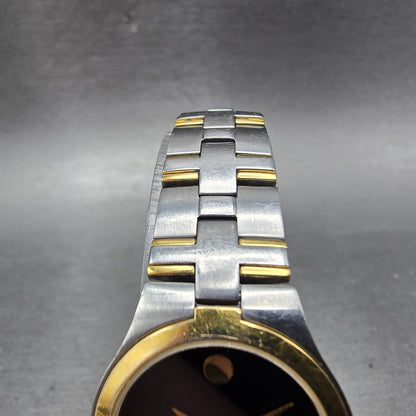 Movado Juro Watch Women 24mm Black Dial Two Tone Round 81 E4 1844 New Battery SD4