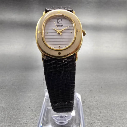 Seiko Watch Women 21mm White Dial Gold Tone Oval 7321-5090 New Battery Vintage5