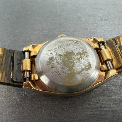 Seiko Watch Women 19mm Gold Dial Gold Tone Round 5420-5099 New Battery NOS9