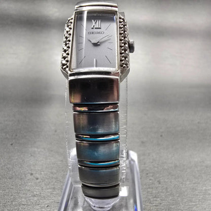 Seiko Watch Women 16mm Silver Dial Silver Tone Gemmed 1F20-0AB0 New Battery VTG5