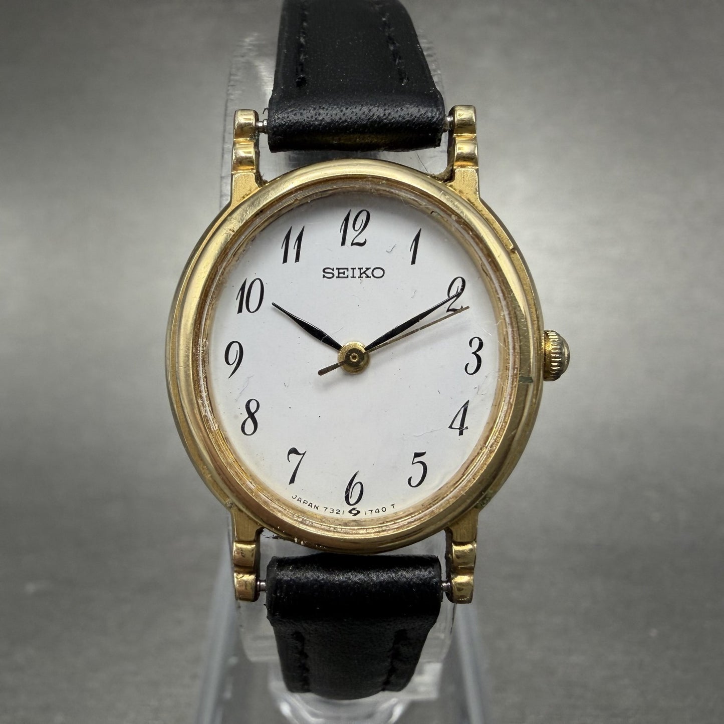 Seiko Watch Women 22mm White Dial Gold Tone Oval Bracelet 7321-6070 New Batt BDG0