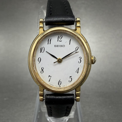 Seiko Watch Women 22mm White Dial Gold Tone Oval Bracelet 7321-6070 New Batt BDG0