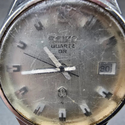 Seiko Quartz QR Watch Men 36mm Silver Dial Silver Tone Date 3862-8010  PARTS2