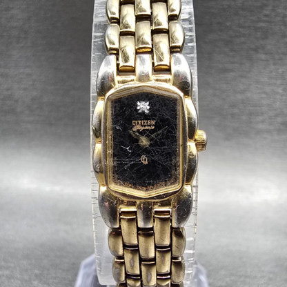 Citizen Elegance Watch Women 14mm Black Dial Gold Tone 2200-S14960 New Battery0