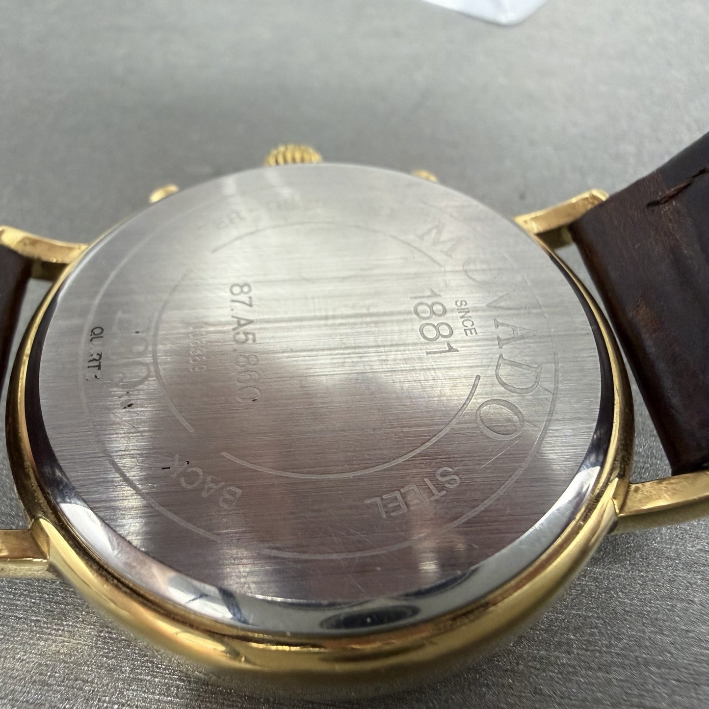 Movado Chronograph Watch Men 38mm White Dial Gold Tone Date 87.A5.860 New BattAB9