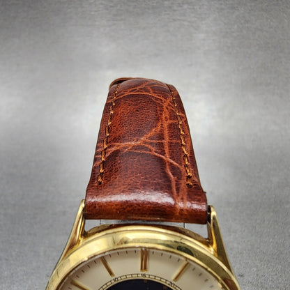 Seiko Moonphase Watch Men 32mm Silver Dial Gold Tone Date 7434-7008 PARTS