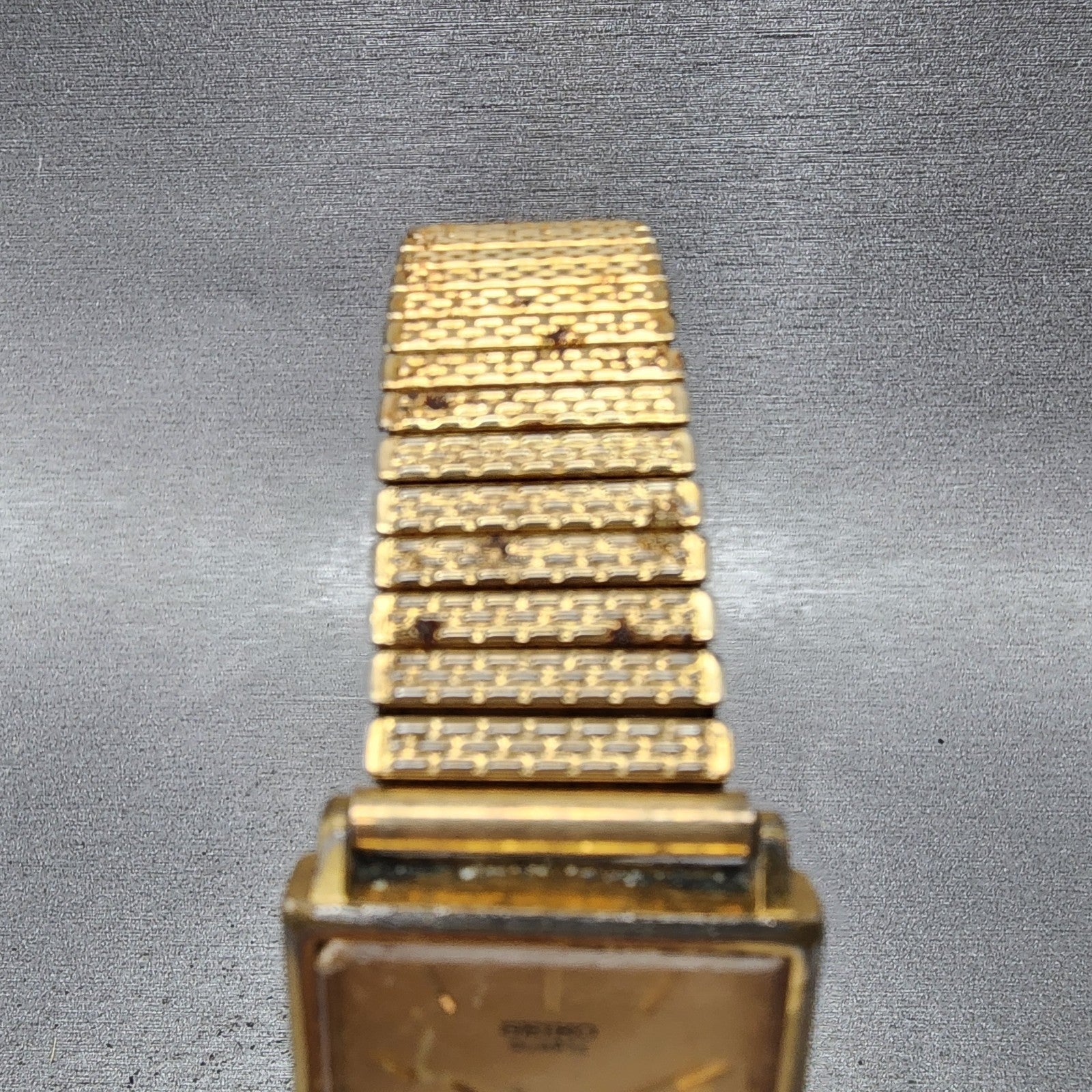 Seiko Tank Watch Men 25mm Champagne Dial Gold Tone 2c215130 New Battery4