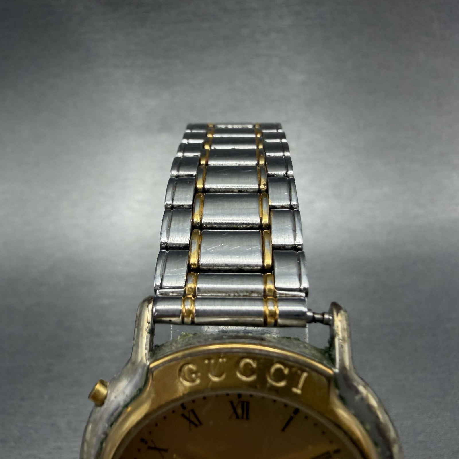 Gucci Mondiale GMT Watch Men 33mm Gold Dial Two Tone Date Round READ!!!! New Bat4