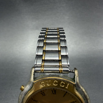 Gucci Mondiale GMT Watch Men 33mm Gold Dial Two Tone Date Round READ!!!! New Bat4