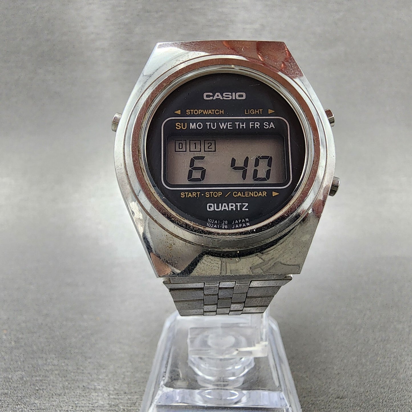 Casio 31QR12 Watch Men 35mm Digital Steel Chronograph Round New Battery5