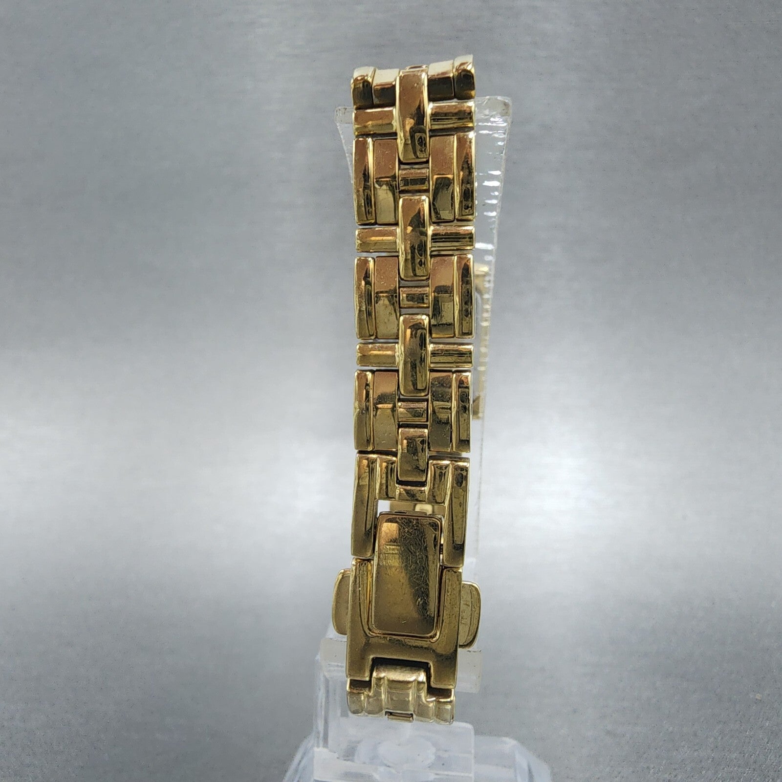 Citizen EcoDrive Tank Watch Women 15mm Silver Dial Gold Tone G620S028728 Runs7