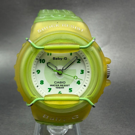 Casio Baby-G BG-10 Watch Women 39mm White Dial Green Tone Round New Battery0