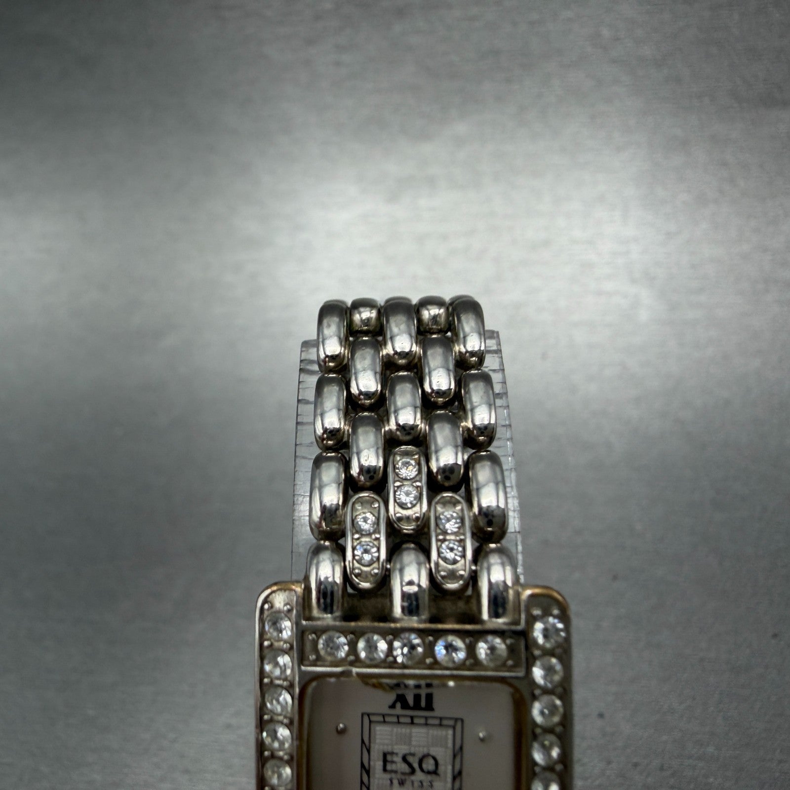 ESQ Tank Watch Women 18mm White Dial Silver Tone Rectangle 100654 New battery4