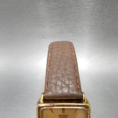 Seiko Tank Watch Men 26mm Gold Dial Gold Plated Rectangle 74315100 New Battery4