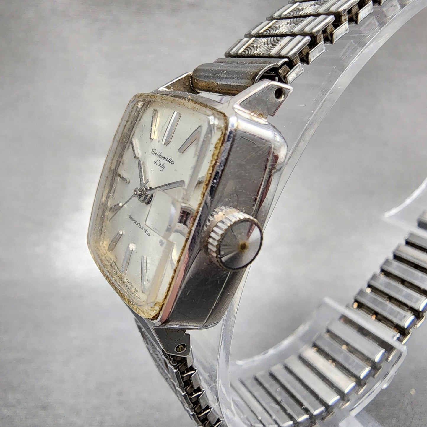Seiko Matic Lady Watch Women 19mm White Dial Stainless Steel Rectangle Runs2