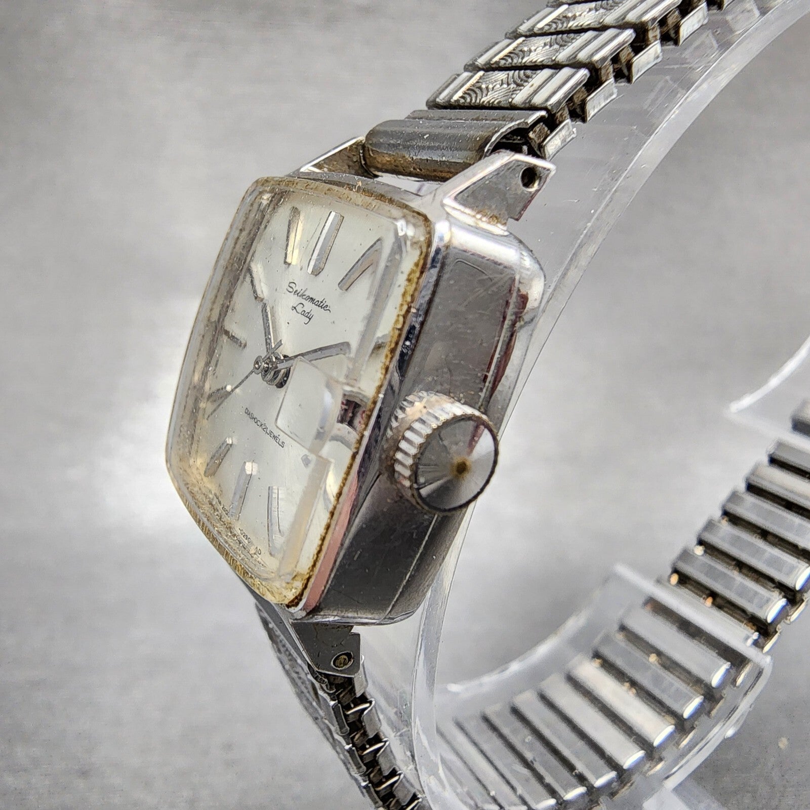Seiko Matic Lady Watch Women 19mm White Dial Stainless Steel Rectangle Runs2