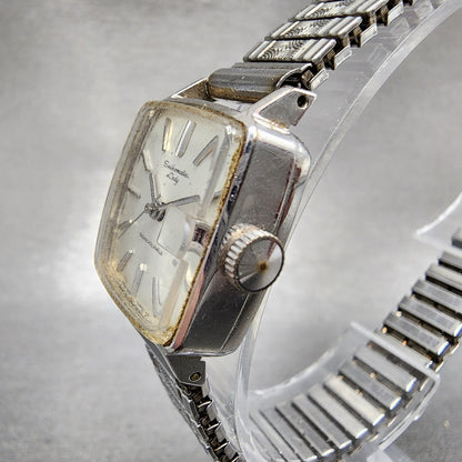 Seiko Matic Lady Watch Women 19mm White Dial Stainless Steel Rectangle Runs2