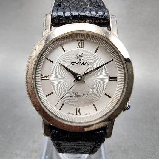 Cyma Louis XV Watch Women 24mm White Dial Silver Tone Round 726 New Battery0