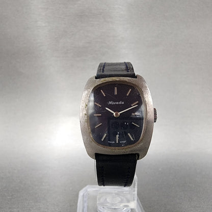 Nivada Watch Women 24mm Blue Dial Silver Tone Manual Wind PARTS Vintage6