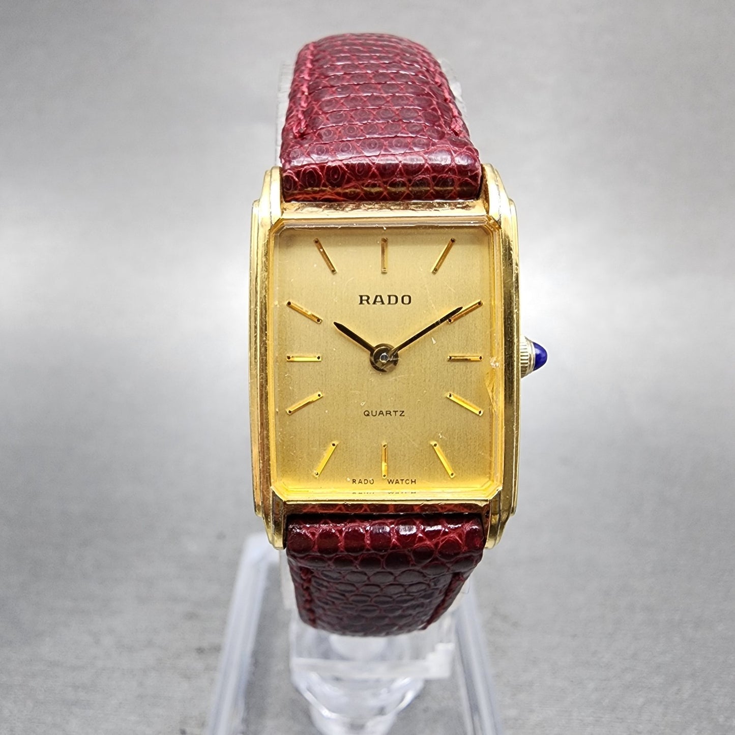 Rado Tank Watch Women 18mm Gold Dial Gold Tone Rectangle 133.9555.2 New BatteryA0