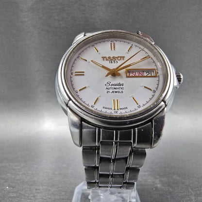 Tissot Seastar Automatic Watch Men 36mm White Dial Steel Daydate Round A660/760K5