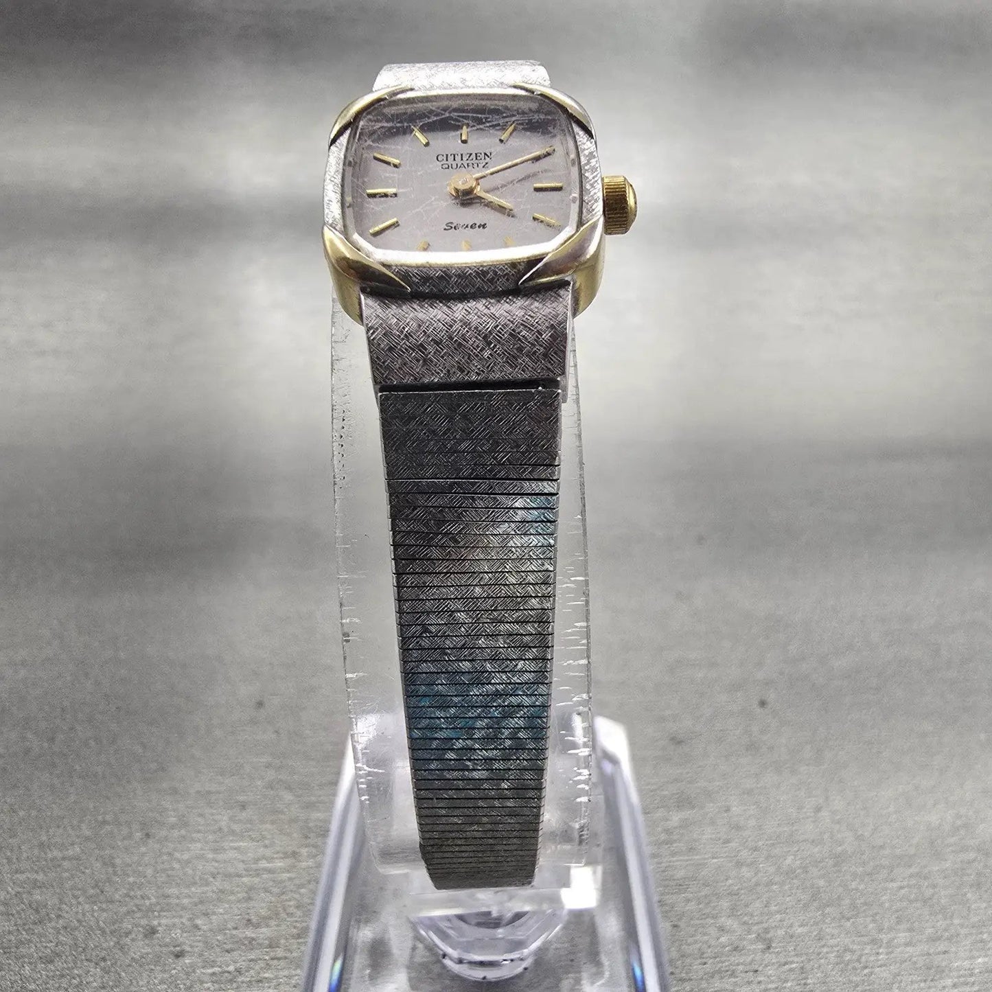 Citizen Watch Women 17mm Gray Dial Two Tone Rectangle 3220-321448 New Battery5