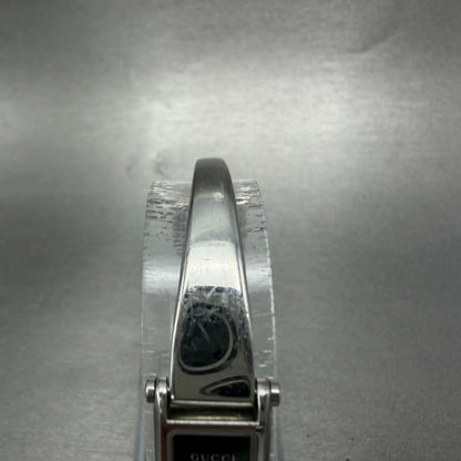 Gucci 1500L Tank Watch Women 12mm Black Dial Steel Rectangle Bangle New batteryB4