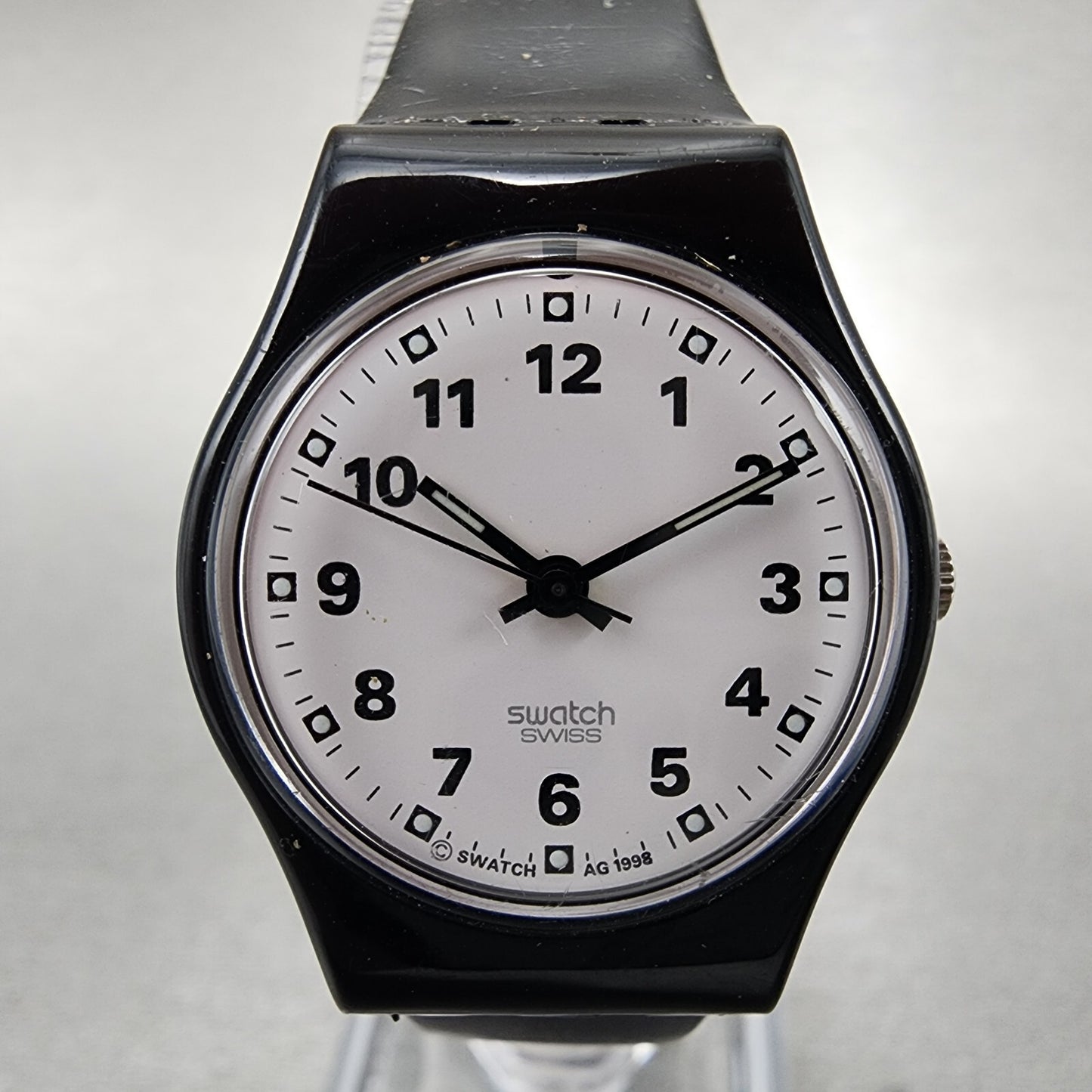 Swatch Sopran Watch Women 25mm White Dial Black Tone Round LB153 New Battery2